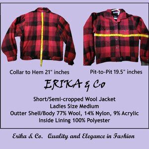 Vintage ERIKA & Co. Buffalo Jacket, Excellent Condition, Ladies Size Medium